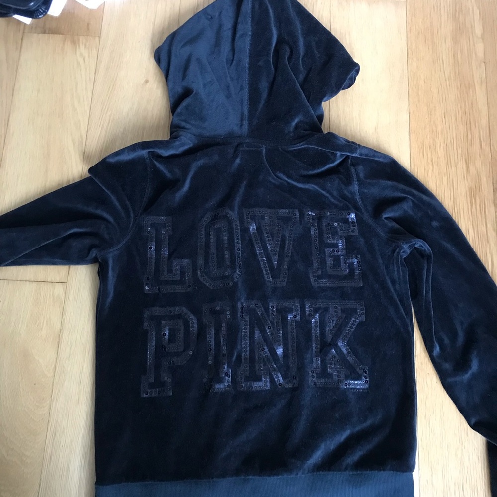 Love Pink Sequin Velvet Hoodie